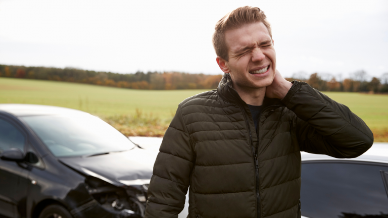 man with neck pain after car accident in fairfax, va